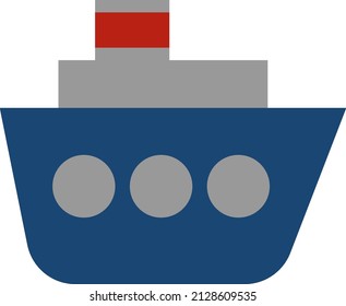 Blue transportation ship, illustration, vector on a white background.