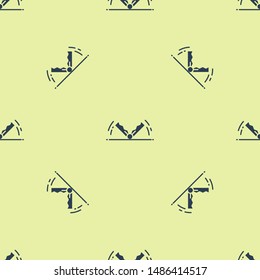 Blue Trap hunting icon isolated seamless pattern on yellow background.  Vector Illustration