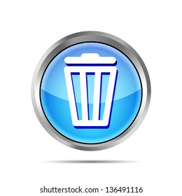 blue trash bin icon on a white background