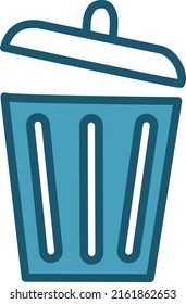 Blue trash bin, illustration, vector on a white background.