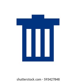 Blue trash can delete button icon on a white background vector pictogram illustration trendy minimalistic simple isolated flat design