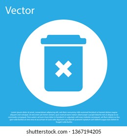 Blue Trash can icon isolated on blue background. Delete icon. Garbage bin sign. Recycle basket icon. Office trash icon. White circle button. Flat design. Vector Illustration