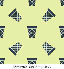 Blue Trash can icon isolated seamless pattern on white background. Garbage bin sign. Recycle basket icon. Office trash icon.  Vector Illustration