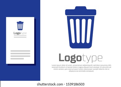 Blue Trash can icon isolated on white background. Garbage bin sign. Logo design template element. Vector Illustration
