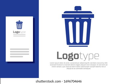 Blue Trash puede hacer un icono aislado en fondo blanco. Signo de basurero. Icono de la canasta de reciclaje. Icono de basura de oficina. Elemento de plantilla de diseño del logotipo. Ilustración vectorial