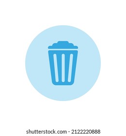 Blue trash can icon with white background