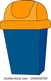 Blue trash can, illustration, vector on white background