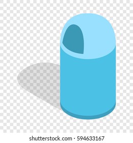 Blue trash can with lid isometric icon 3d on a transparent background vector illustration