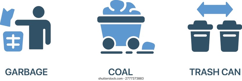 Blue trash can with lid and wheels trash bin icon vector illustration