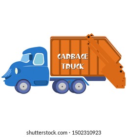 Blue Trash Van - Cartoon Vector Image