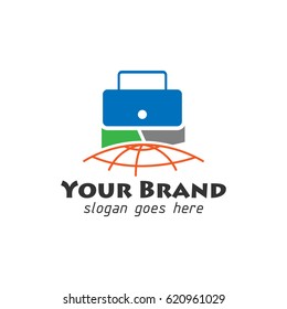 blue travel bag logo holiday tour travel vector