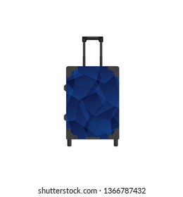 Blue travel bag or suitcase. Isolated on white. Vector illustration