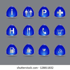 Blue travel icons