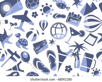 blue travel seamless pattern on white background