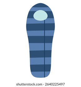Blue travel sleeping bag vector illustration, Travel sleeping bag for camping and hiking vector illustration