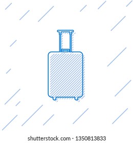 Blue Travel suitcase line icon isolated on white background. Traveling baggage sign. Travel luggage icon. Vector Illustration