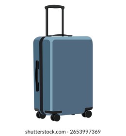 Blue travel suitcase with wheels and handle