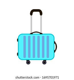 Blue Travel Suitcases. Time to travel. Trip to World. Vacation. Holidays. Travel banner. Modern flat design. Colorful.