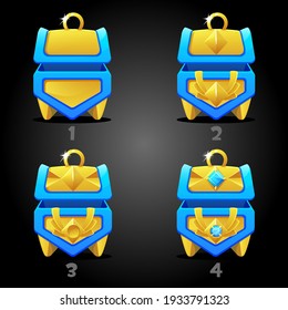 Blue treasure chests for games. 4 step rating