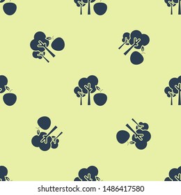 Blue Tree with apple icon isolated seamless pattern on white background. Agricultural plant. Organic farm product. Gardening theme.  Vector Illustration