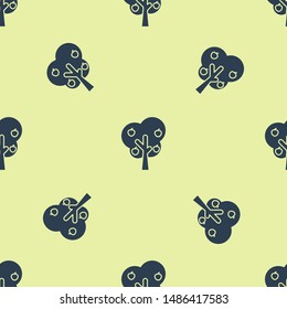 Blue Tree with apple icon isolated seamless pattern on white background. Agricultural plant. Organic farm product. Gardening theme.  Vector Illustration