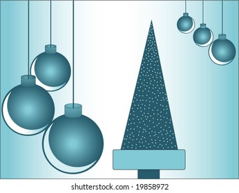 blue tree with bauble frame (tree has small circles)