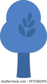 Blue tree, icon illustration, vector on white background