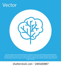 Blue Tree icon isolated on blue background. Forest symbol. White circle button. Vector Illustration