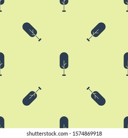 Blue Tree icon isolated seamless pattern on yellow background. Forest symbol.  Vector Illustration