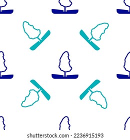 Blue Tree icon isolated seamless pattern on white background. Forest symbol.  Vector