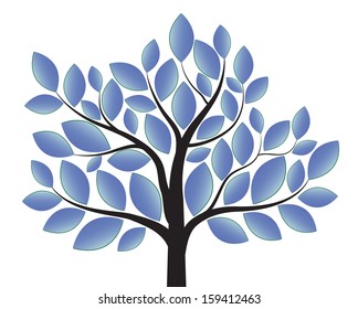 blue tree isolated on white background