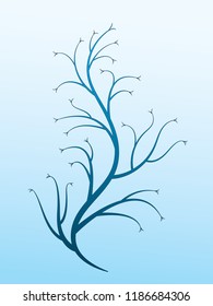 A blue tree plant design with branches and flowers vector illustration