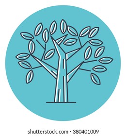 Blue tree round icon.