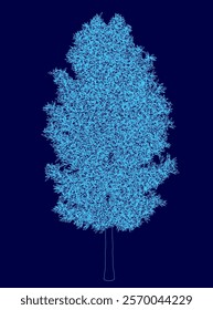 Blue tree with a blue sky background. The tree is very tall and has a lot of branches