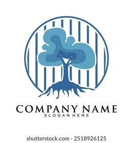 Blue tree symbol logo design vector