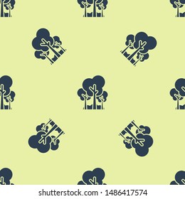 Blue Trees icon isolated seamless pattern on white background. Forest symbol.  Vector Illustration