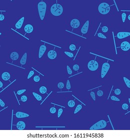 Blue Trees icon isolated seamless pattern on blue background. Forest symbol.  Vector Illustration
