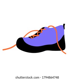 Blue trekking boot for hiking and traveling. Vector illustration.