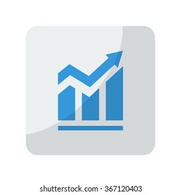 Blue Trend icon on grey rounded square button on white