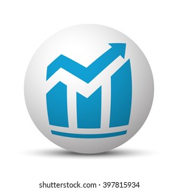 Blue Trend icon on sphere on white background
