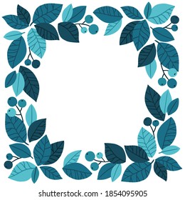 Blue trends leaves and berries elements template. Hand-drawn vector illustrations art for poster, card or background