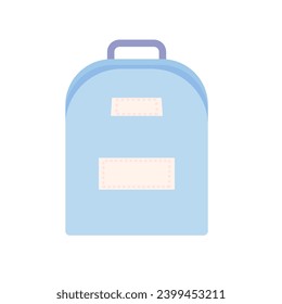 Blue trendy backpack, girls bag for school supplies, cartoon style. Hand drawn modern vector illustration 