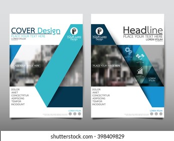 Blue triangle annual report brochure flyer design template vector, Leaflet cover presentation abstract flat background, layout in A4 size