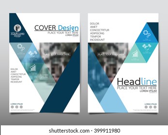 Blue triangle annual report brochure flyer design template vector, Leaflet cover presentation abstract flat background, layout in A4 size