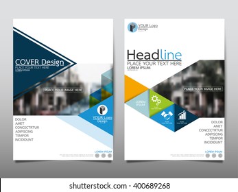 Blue triangle annual report brochure flyer design template vector, Leaflet cover presentation abstract flat background, layout in A4 size