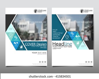 Blue triangle annual report brochure flyer design template vector, Leaflet cover presentation abstract geometric background, layout in A4 size