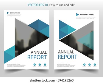 Blue triangle annual report Leaflet Brochure Flyer template design, book cover layout design, abstract business presentation template, a4 size design
