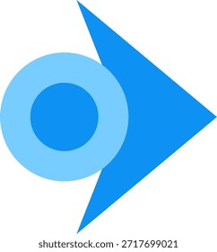 Blue triangle arrow with circle detail