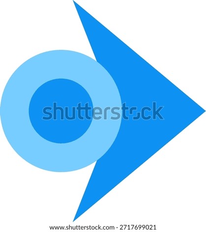 Blue triangle arrow with circle detail