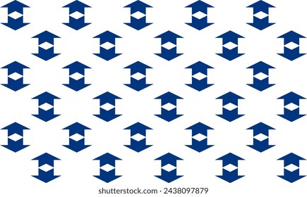 Blue triangle arrow diamond up and down arrow patter design for fabric print, Patter on white background, checkerboard or chessboard